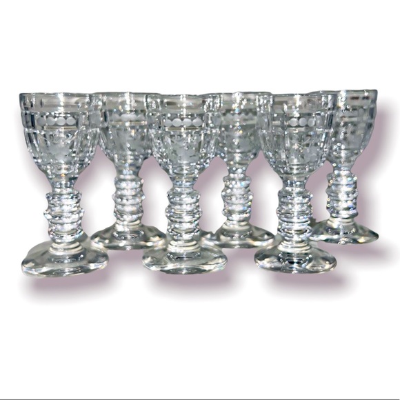 Vintage Set Of 6 Rock Sharpe crystal cordial glasses